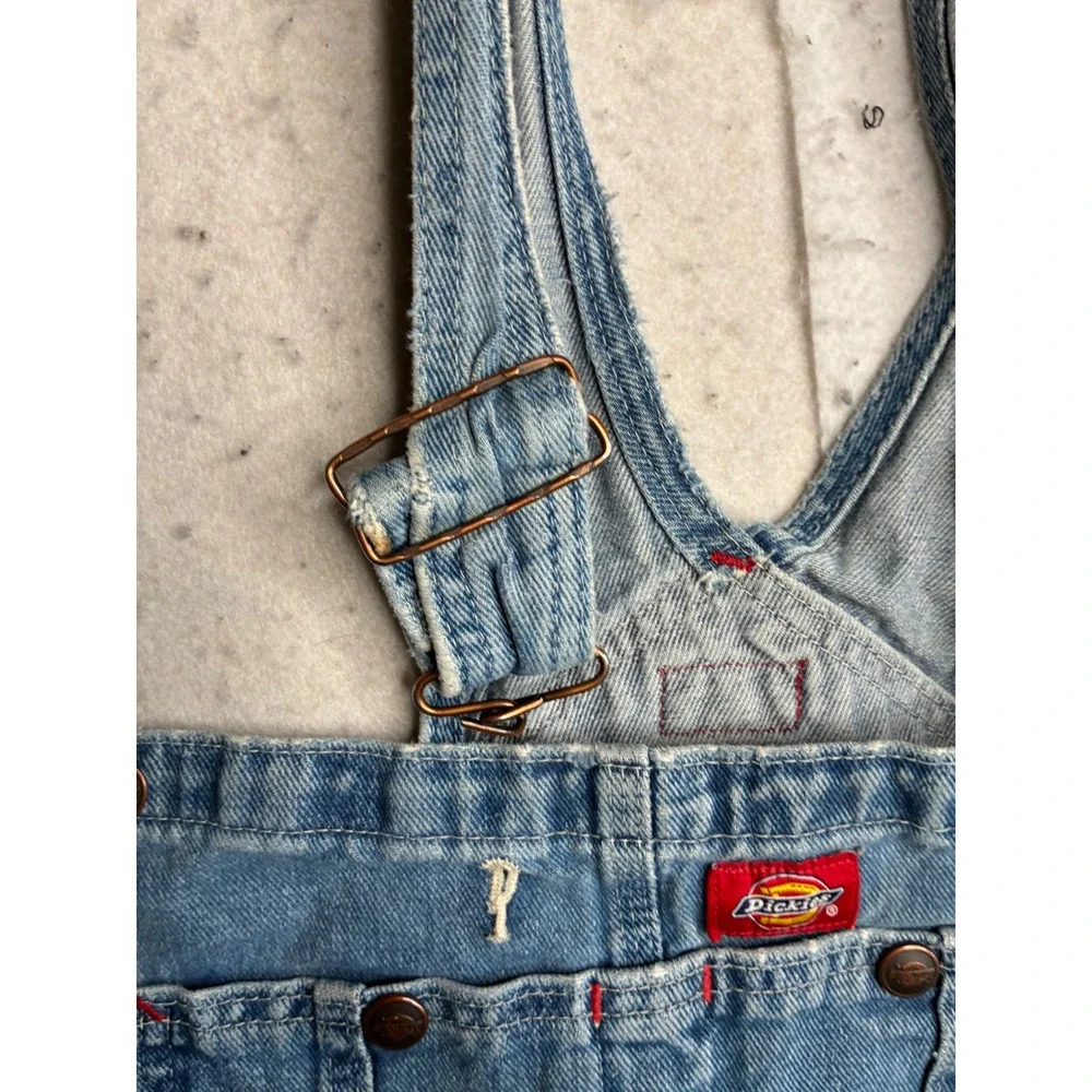 Dickies Mens Denim Bib Overalls Light Wash Indigo Workwear 44x32 8396SNB READ